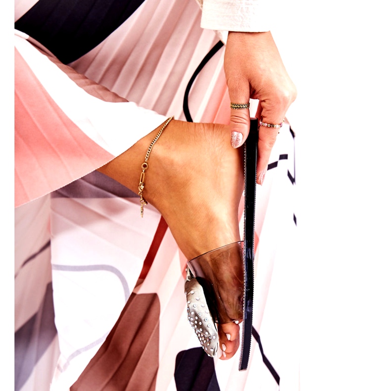 Frauengummi-Flip Flops mit Bug und schwarz-grauer Zirkonen 4