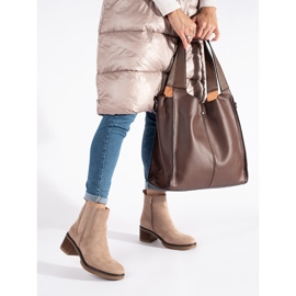 Seastar Beigefarbene Chelsea-Stiefel aus Wildleder mit hohem Absatz 2