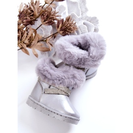 Silberne Hollee Kinder-Schneestiefel mit Zirkonia 2