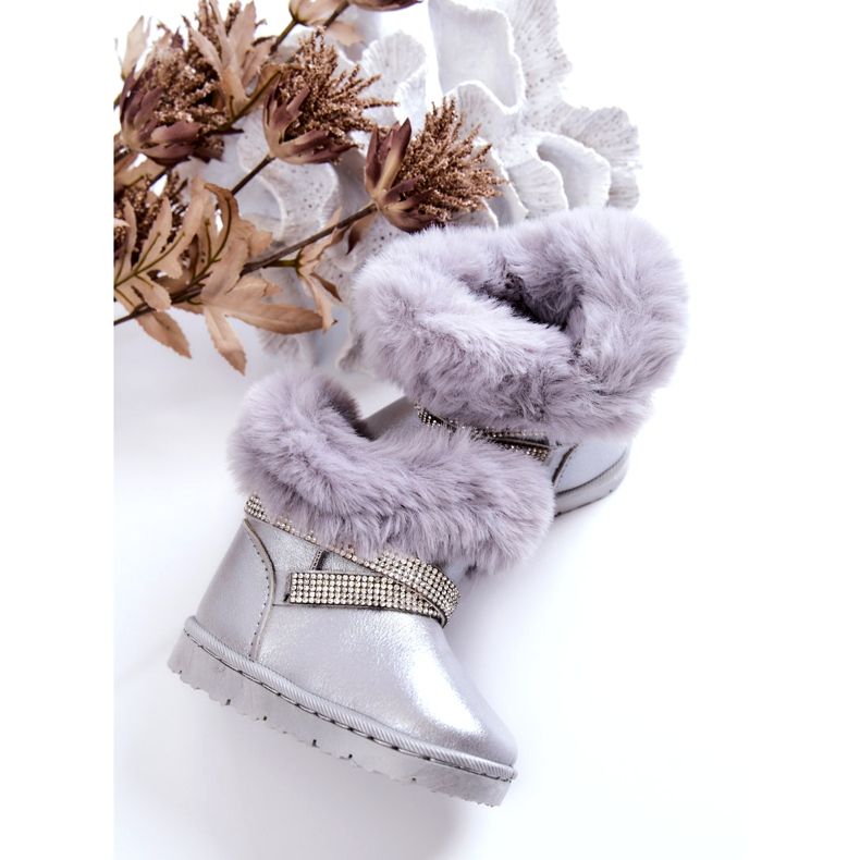 Silberne Hollee Kinder-Schneestiefel mit Zirkonia 2
