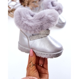 Silberne Hollee Kinder-Schneestiefel mit Zirkonia 1