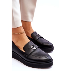 Damen-Mokassins aus Vinceza-Leder mit niedrigem Keilabsatz, Schwarz 4