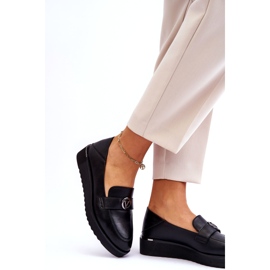 Damen-Mokassins aus Vinceza-Leder mit niedrigem Keilabsatz, Schwarz 1