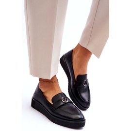 Damen-Mokassins aus Vinceza-Leder mit niedrigem Keilabsatz, Schwarz 3