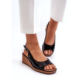 Lack-Keilsandalen für Damen Sergio Leone SK301 Schwarz 2