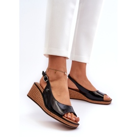 Lack-Keilsandalen für Damen Sergio Leone SK301 Schwarz 1