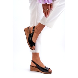 Lack-Keilsandalen für Damen Sergio Leone SK301 Schwarz 4