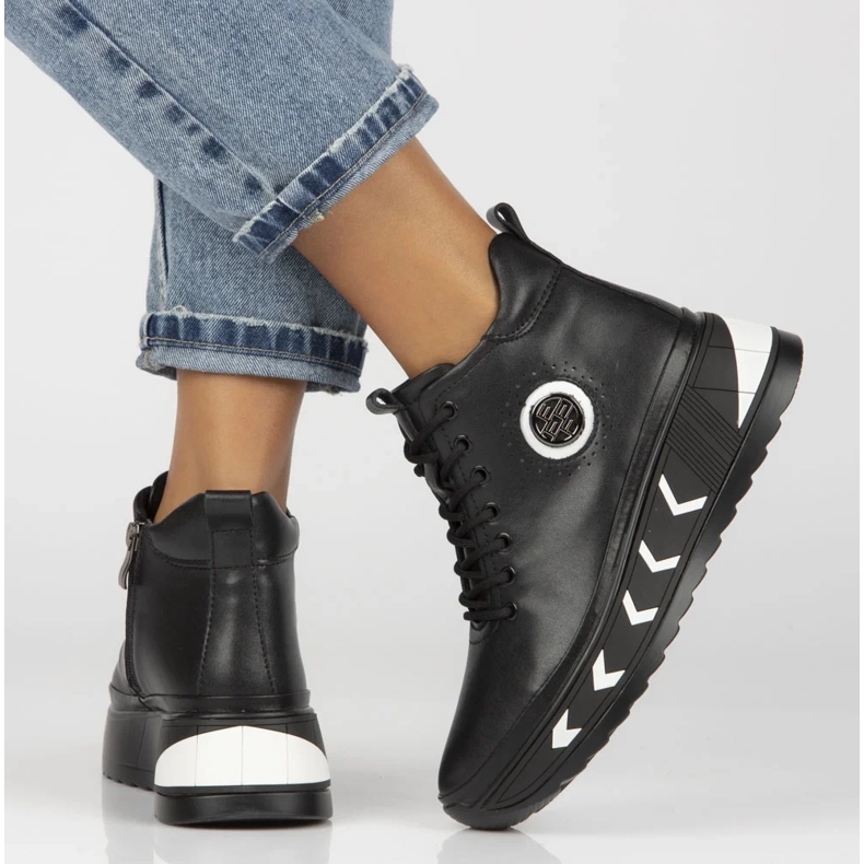 Filippo DBT4214/24 Bk Wh Leder-Plateaustiefel, schwarz 1