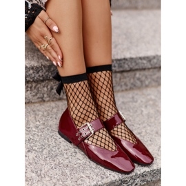 Ballerinas aus Lackleder mit Gürtel, Burgundy Azirae rot 1