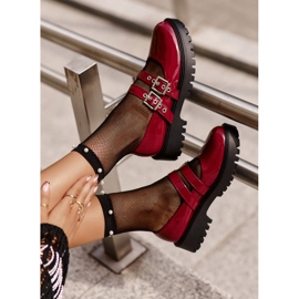 Damenschuhe mit Riemchen, Burgunderlack, Terione rot 1