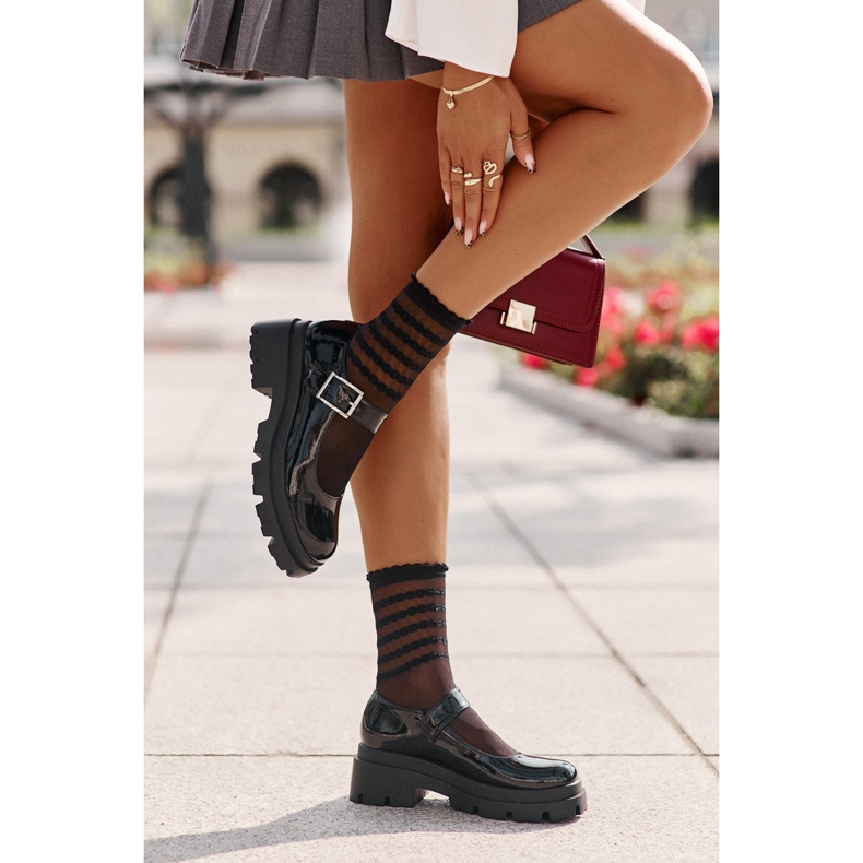 Damen-Lacklederschuhe mit Schnalle, schwarzes Plikuria 2