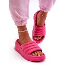 Leichte Damen-zehenstegsandalen aus Schaumstoff mit Keilabsatz und Plateau, Fuchsia Tendrea rosa 1