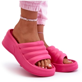 Leichte Damen-zehenstegsandalen aus Schaumstoff mit Keilabsatz und Plateau, Fuchsia Tendrea rosa 4