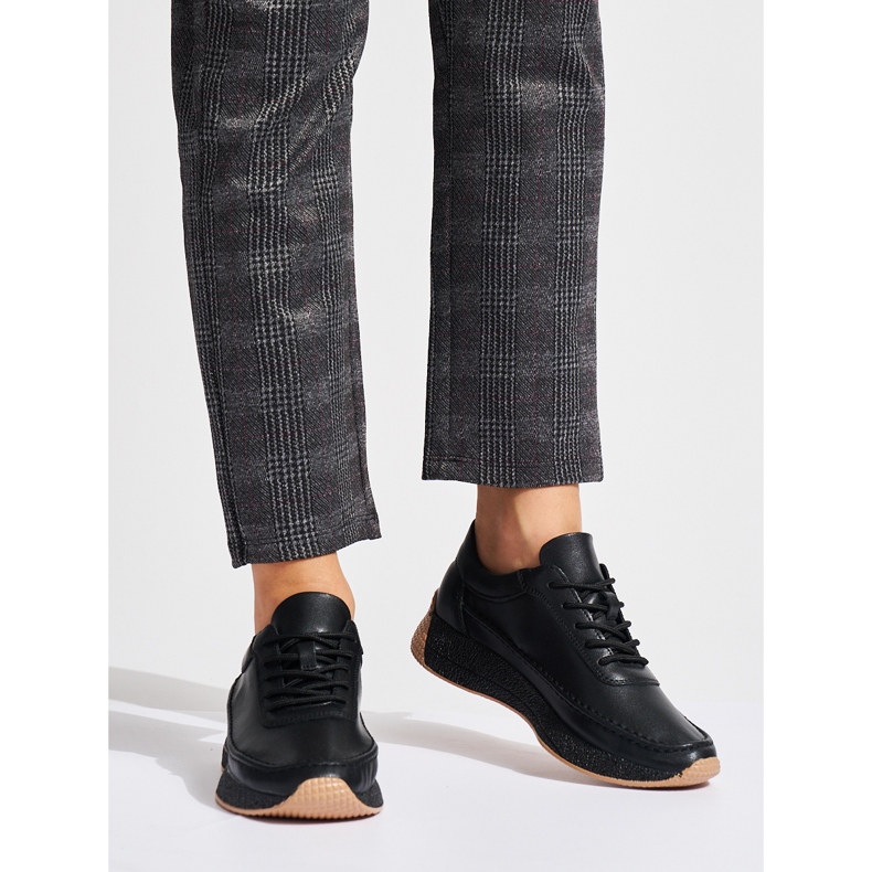 Sergio Leone Schwarze Damen-Sportschuhe aus Leder 1