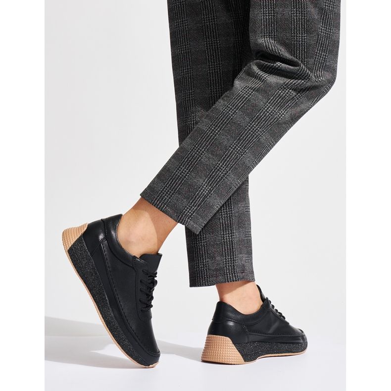 Sergio Leone Schwarze Damen-Sportschuhe aus Leder 2