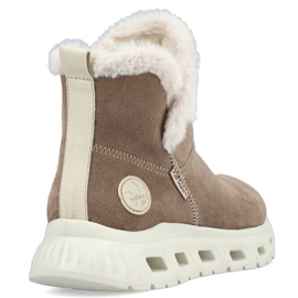 Wasserdichte Damenstiefeletten aus Leder, beige Schneestiefel Rieker M6050-64 1