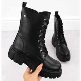 Damen-Arbeiterstiefel aus schwarzem Leder Filippo DBT4759 1