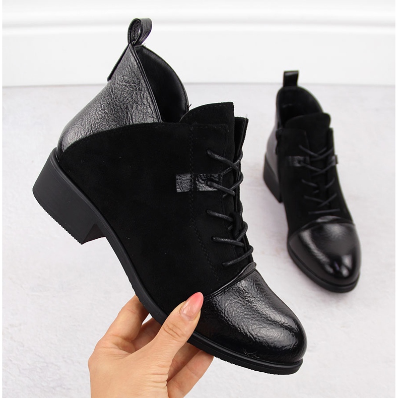 M. DASZYŃSKI Damen-Stiefeletten aus Wildleder mit Isolierung in Schwarz M.Daszyński MR2458-7 1