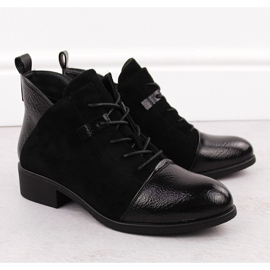 M. DASZYŃSKI Damen-Stiefeletten aus Wildleder mit Isolierung in Schwarz M.Daszyński MR2458-7 2