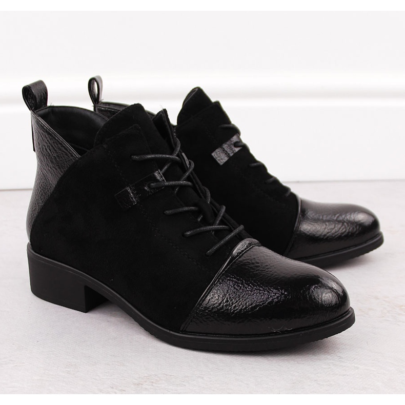 M. DASZYŃSKI Damen-Stiefeletten aus Wildleder mit Isolierung in Schwarz M.Daszyński MR2458-7 2