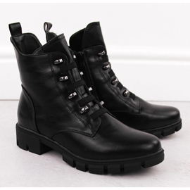 M. DASZYŃSKI Isolierte schwarze Damen-Arbeiterstiefel M.Daszyński MR23123 2