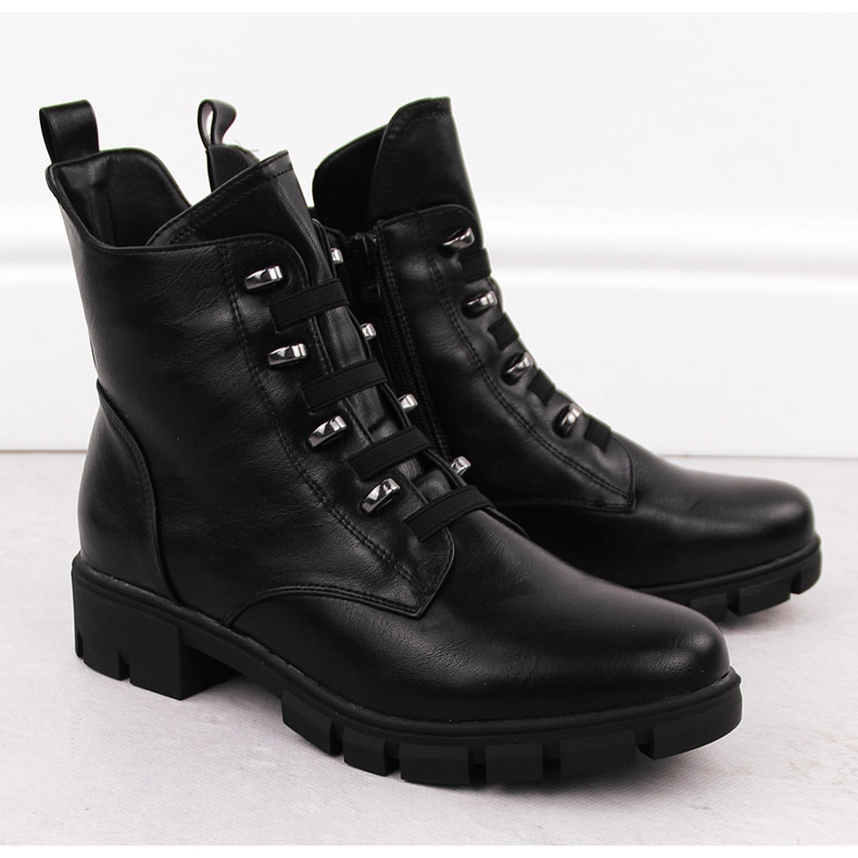 M. DASZYŃSKI Isolierte schwarze Damen-Arbeiterstiefel M.Daszyński MR23123 2