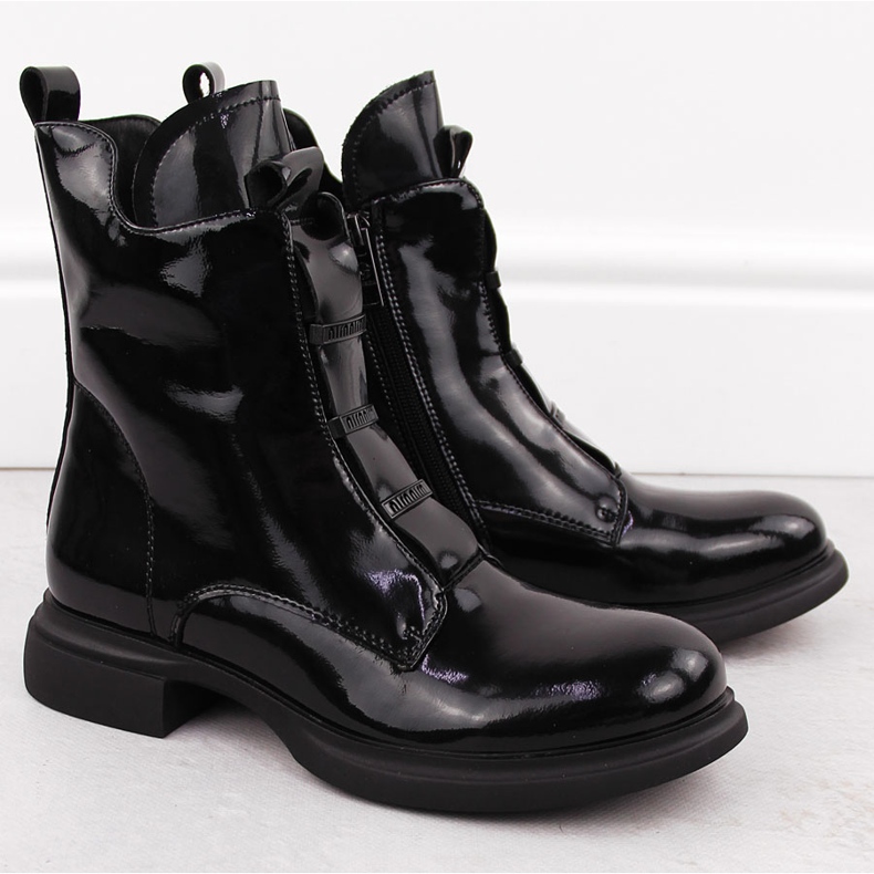 Damen-Lacklederstiefel, schwarz, Vinceza 66678 2