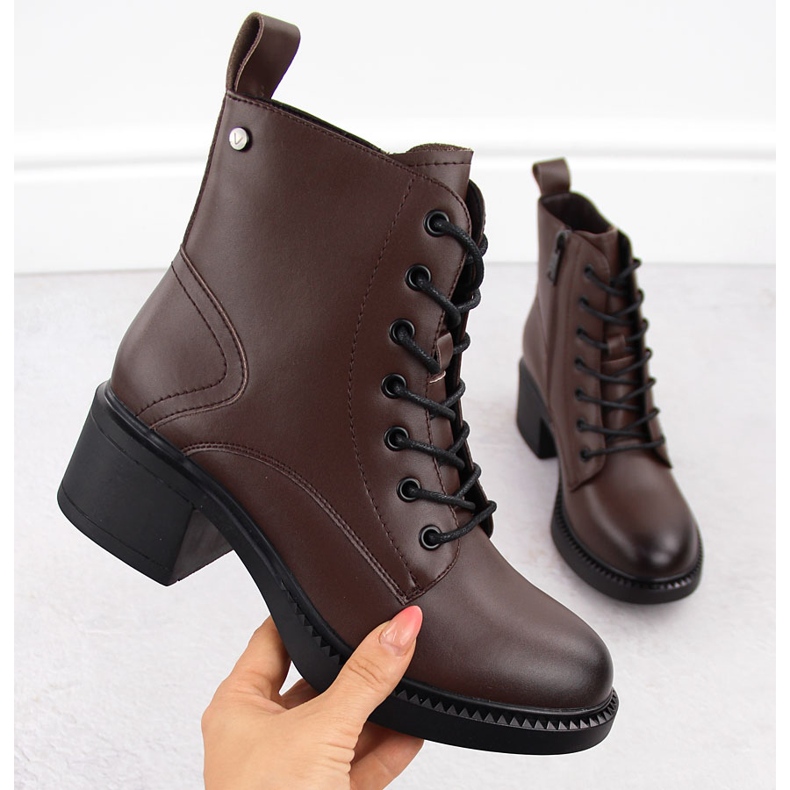 Braune Damen-Lederstiefeletten Vinceza 66722 1