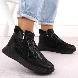 Schwarze Damen-Lederstiefeletten mit Blumen T.Sokolski Z24-329 5