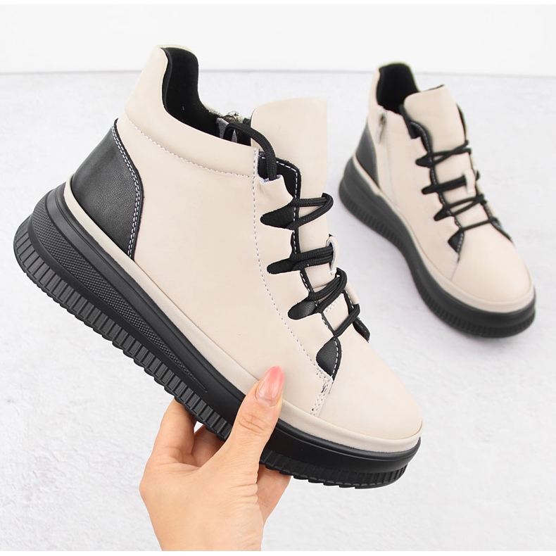 Isolierte Lederstiefel für Damen, beige, Artiker 55C1051 1