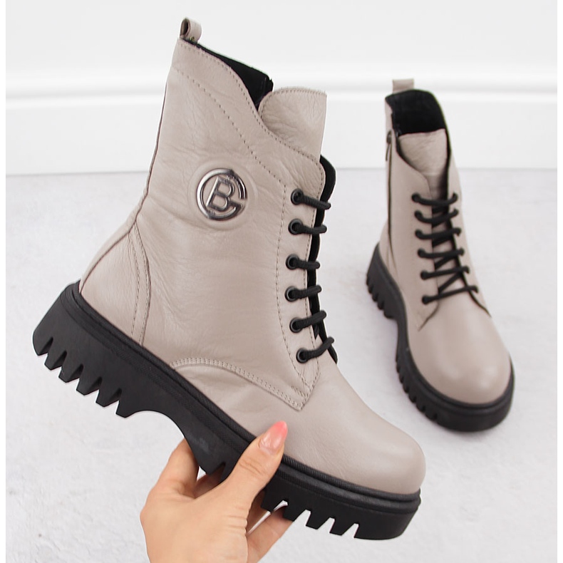 Damen-Arbeiterschuhe aus Leder mit dicker Sohle, beige T.Sokolski Z1962 1