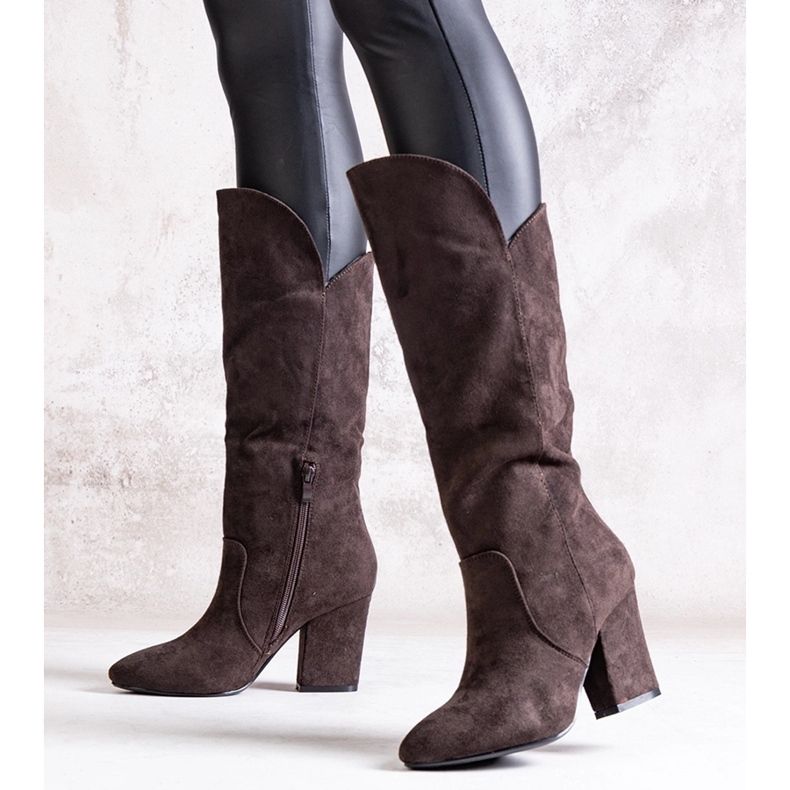 Braune Amare-Stiefel mit hohen Absätzen 2