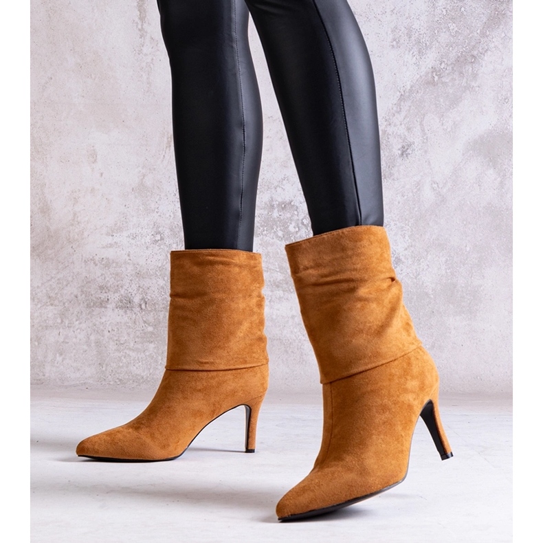 Braune Bileis-Stiefeletten mit hohem Absatz beige 1