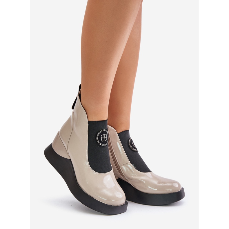 Lederkeilstiefel S.Barski MR870-22 Hellgrau beige 1