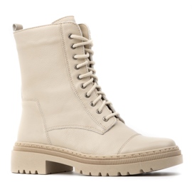 WASAK Damen-Stiefeletten aus Leder mit hoher Spitze Winter 0640 Ecru beige 1