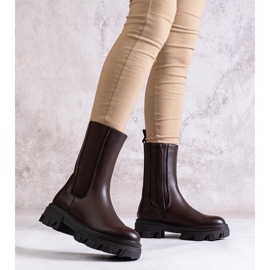 Braune hohe Stiefeletten aus Manera-Faux-Wildleder 2