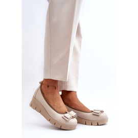Lewski Shoes Lederballerinas auf Plateau mit Verzierung, Creme Lewski 3384 beige 1