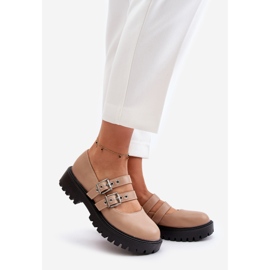 Damenschuhe mit beigen Riemen aus Öko-Leder Terione 1