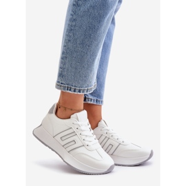 Damen-Sneaker, Sportschuhe auf der Plattform, weißer und grauer Thari 1