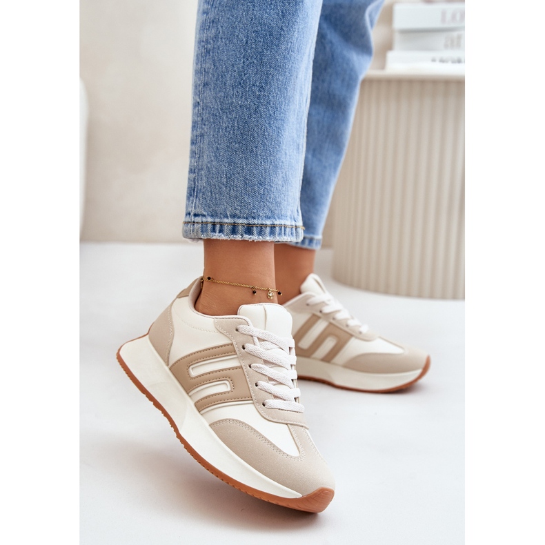 Damen-Sneaker, Sportschuhe auf der Plattform, Beige Thari 2