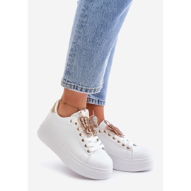 Damen-Plateau-Sneaker mit Schmetterling, Weiß und Gold Naritevia 1