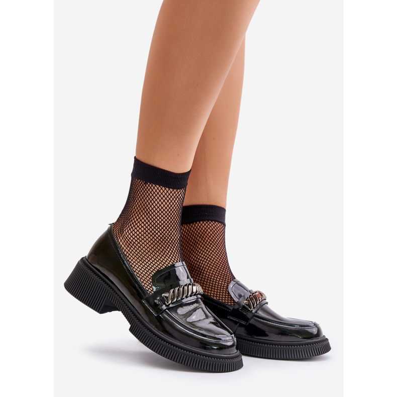 S.Barski Damen-Loafer aus Lackleder mit Dekoration D&amp;A LZ42-030 Schwarz 1