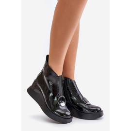 S.Barski Isolierte Lackstiefel mit Keilabsatz D&amp;A MR880-136 Schwarz 1