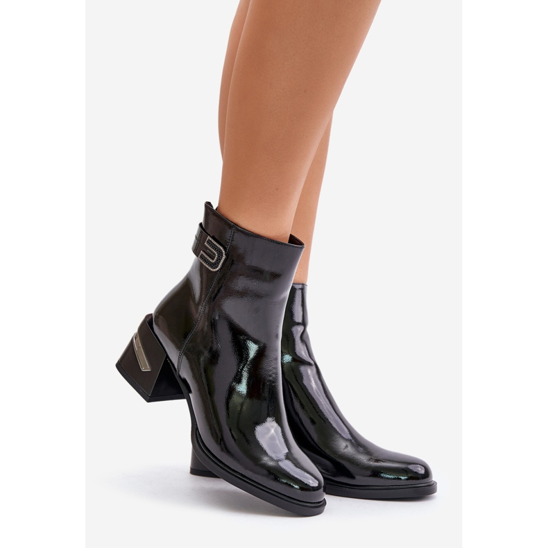 S.Barski Lackstiefel mit hohem Absatz, isoliert, MR880-093, Schwarz 1