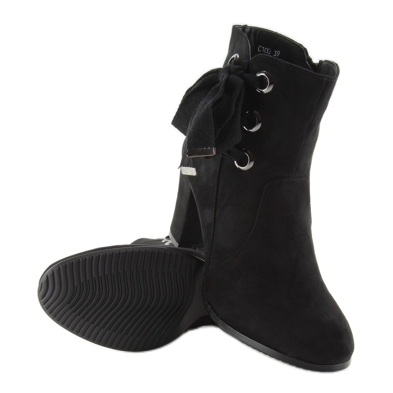 Schwarze hochhackige Stiefel C100 schwarz 1