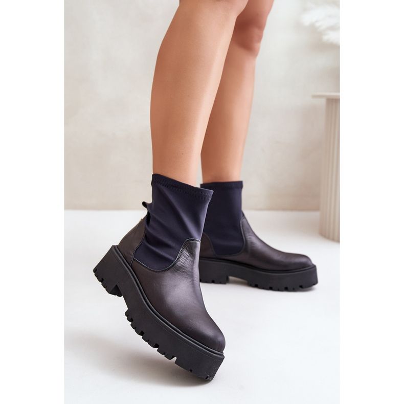 Zazoo 2947 Damen-Slipper-Stiefel aus Naturleder, Schwarz 2