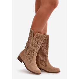 Lewski Shoes Durchbrochene Wildlederstiefel Leewski 3366/2 Beige 1