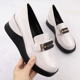 Graue Damen-Keilschuhe aus Leder Vinceza 58337 1