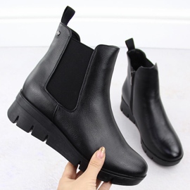 Damenstiefeletten mit Keilabsatz, schwarz Potocki 12433 1