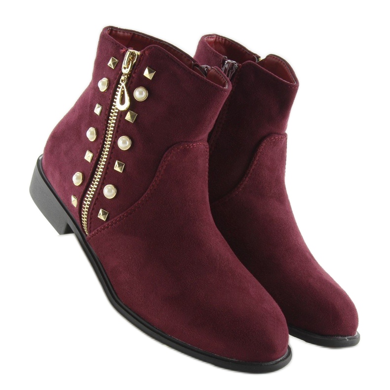 Boots mit Perlen bordeaux 30708 rot mehrfarbig 2